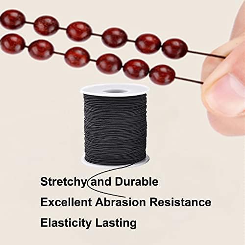 LUSTEMBER Elastic String for Bracelets, 1 mm x 110 Yards Sturdy Stretchy Elastic Cord for Jewelry Making, Necklaces, Beading - Black