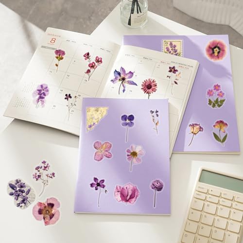 Flora Scrapbook Stickers Aesthetic Flower Sticker Purple