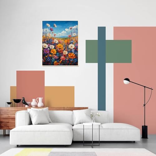 Flowers Paint by Numbers Kit for Adults Beginner Floral Oil Painting Kit Adult Paint by Number Kits on Canvas Wildflower DIY Painting for Beginners Art by Numbers for Gifts Home Wall Decor 16x20 Inch