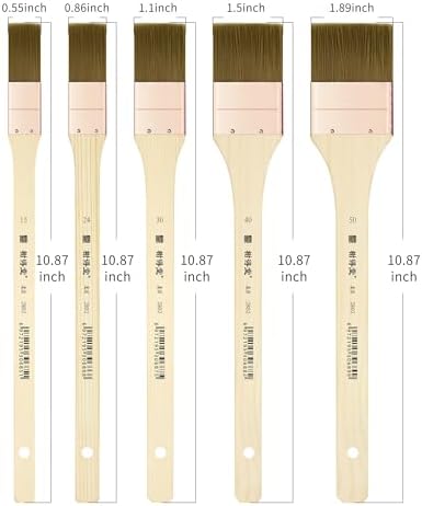 XDT#2802 Hake Brush 5Pc Set- Flat Watercolor Brush with Nylon Hair,Versatile Hake Paintbrush for Painting & Broad Strokes