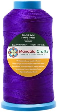 Mandala Crafts Size 69 210D T70 True Purple Bonded Nylon Thread, 1500 YDs