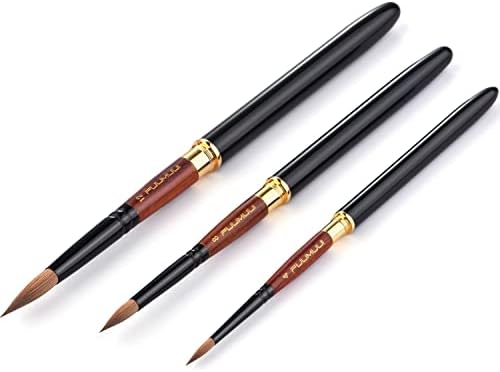 Travel Watercolor Brushes, Fuumuui 3Pcs Plein Air Elegant Sable Water Color Brushes with Pocket Size Leather Pouch Perfect for Watercolor Gouache Ink Painting