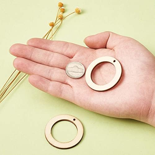 Elecrelive 50Pcs Small Flat Wood Rings 1.65 Inch Wooden Earring Charms