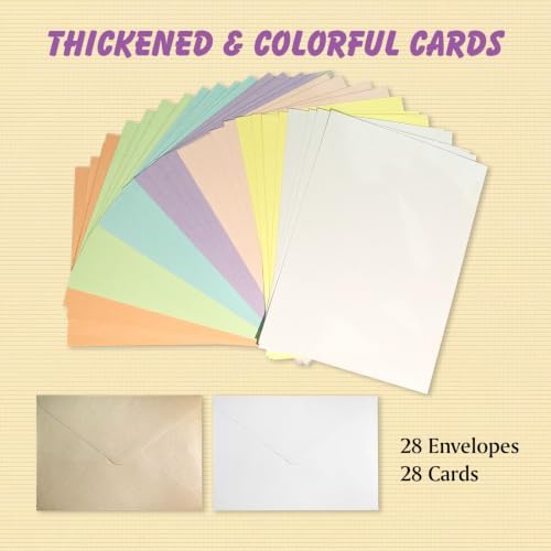 28 Blank card making supplies, Creative Greeting Card Set for Adults | Cute DIY card making kit with Thickened Card, Envelope, Tape, Supplies and Stencils for Card Making Set for Birthdays