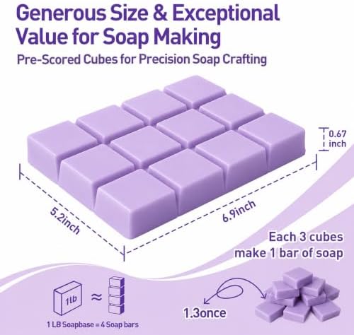 Melt and Pour Soap Base, Pre-Cut, for DIY Soap Craft, 1LB Lavender
