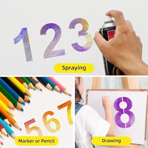 10 Inch Number Stencils Plastic Number Stencils Reusable Digital Painting Templates for Cake Stencil Address Templates