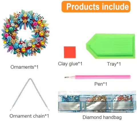 VeGuude Christmas Diamond Art Kits for Adults, DIY Acrylic Hanging Ornament