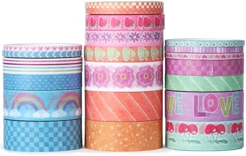 Mr. Pen- Washi Tape Set, 21 Rolls, Assorted Sizes, Pastel Bliss | 5 Yards/Roll, Washi Tape for Scrapbook, Arts, Crafts, Journals and Planners