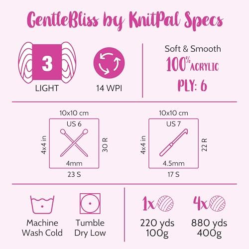 GentleBliss DK Acrylic Soft Baby Yarn, 4-Pack (880Yds/400G), Royal Blue