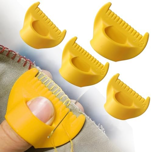 4Pcs Edge Stitch Lock & Sewing Gauge Set, Perfect Seams Without A Sewing Machine, for Pinpoint Precision, Lightweight & Easy to Use — for Hobbyists & Pros Alike (Yellow-4mm &3mm)