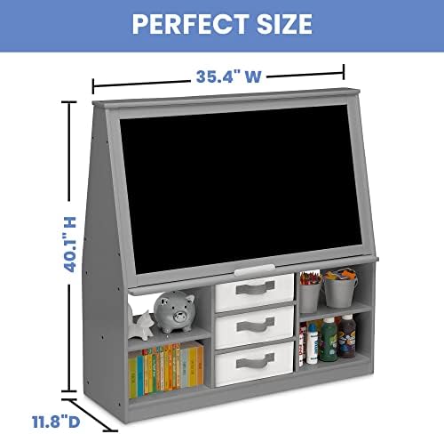 Delta Children at-Home Artist Center - Deluxe Double-Sided Easel and Storage Unit, Grey