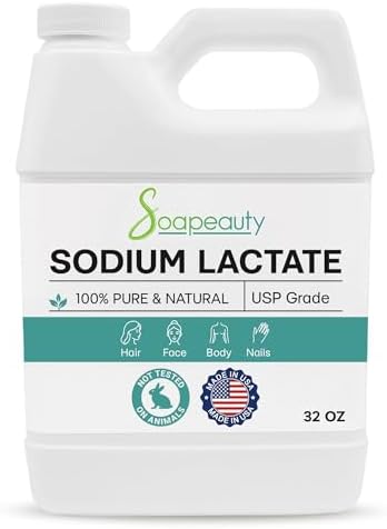 SODIUM LACTATE for Soap Making & Lotions | 60% USP Pure Natural Preservative | Harder Bar of Soap, Bigger Yield, Faster Cure Time, Provides Moisture | 32 oz