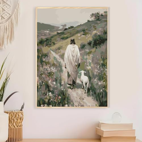 Christianity Paint by Numbers Kit for Adults Framed Canvas, Frameworkless