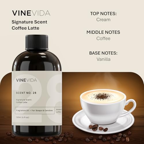 VINEVIDA 4oz Coffee Latte Fragrance Oil for Candle & Soap Making - USA Made Scents (Pack of 2)