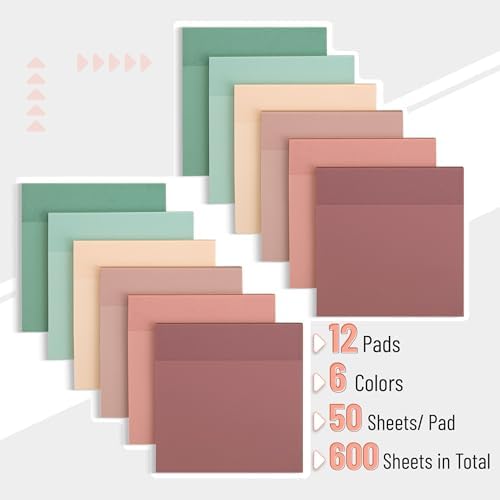 Mr. Pen- Transparent Sticky Notes, 3" x 3", 12 Pads, 600 Sheets | See Through Self-Adhesive Notes for Bible Journaling and Studying, Water-Resistant, Easy to Peel, Clean Removal