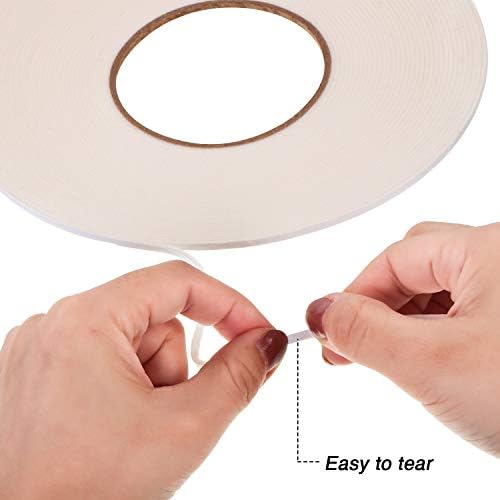 Zonon 3 Rolls Double Sided Foam Tape, 1/8 Inch by 50 Feet, White
