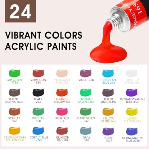 ESRICH Acrylic Paint Set with 24 Colors, Art Painting Supplies Kit
