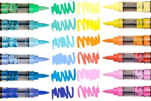 KINGART PRO 12-Piece Acrylic Paint Brush Pen Set – Tropical Colors – Flexible Nylon Brush Tip for Detailed Illustration and Lettering – Water-Based Opaque Art Markers for Multi-Surface Use