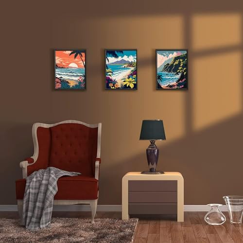 3 Pack Sunset Beach Paint by Numbers Kit for Adults Beginner,Mountain Scenery Adult Paint by Number Kits on Canvas,Easy Canvas Paint by Numbers for Adults for Home Wall Decoration 12 X 16 inch