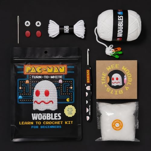 The Woobles PAC-MAN Glow-in-the-Dark Ghost Crochet Kit (Ages 12+)