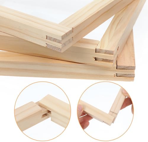 Oqqlin 24 Pcs 6 Sets Stretcher Bars for Needlework with 50 Thumb Tacks, 6 Sizes Wooden Canvas Stretcher Bars Durable Assembly Embroidery Stitch Frame Set for Birthday Gifts, Crafts Supplies