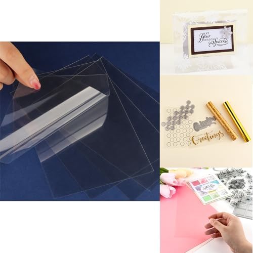 Briartw 50 Sheets 4.3x6.3inch Heat Resistant Clear Acetate Sheets for Embossing and Stamping for Shaker Cards Window Plastic Sheets Heat Embossed Card Making Friendly Acetate Sheets Anti-static,0.005"