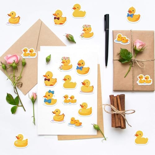 500Pcs Rubber Duck Stickers Waterproof Vinyl Decals Roll