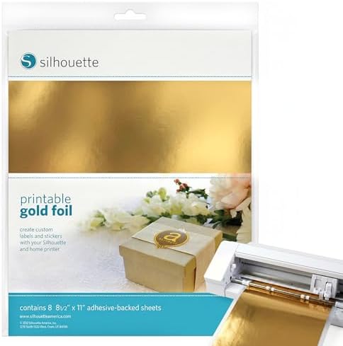 Silhouette Printable Adhesive Foil 8.5"X11" 8/Pkg - Gold