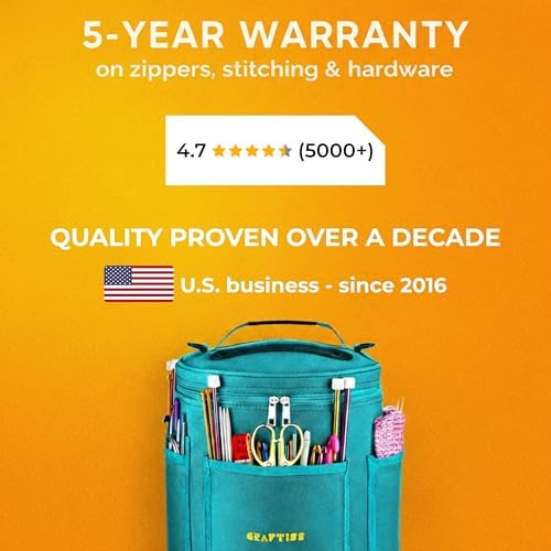 CRAFTISS Crochet Bag Organizer & Yarn Storage Bag, Knitting Bag and Yarn Holder with Removable Divider, Holds Skeins, Hooks, Needles & Accessories, Crochet Gifts for Women (Turquoise)