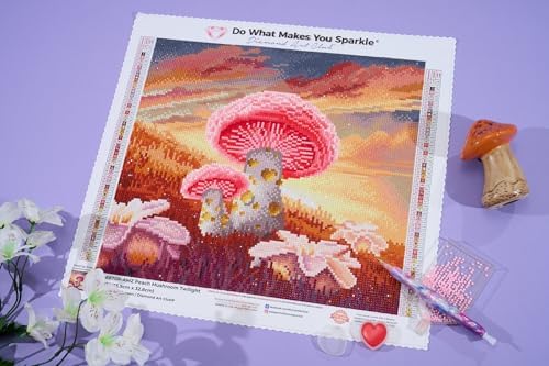 DIAMOND ART CLUB Peach Mushroom Twilight Diamond Art Kits for Adults