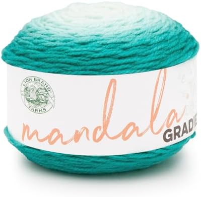 Lion Brand Yarn, Mandala Gradient Variegated Yarn, Seagreen, Green, 1 Pack