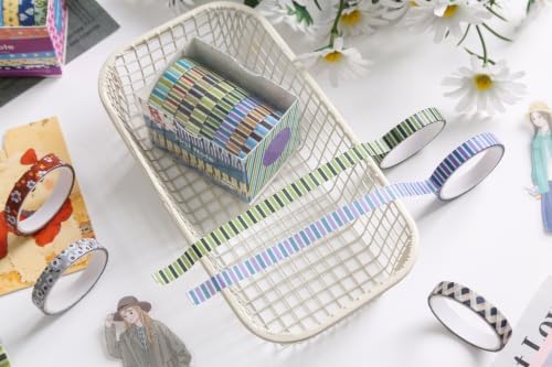 YUBBAEX 8 Rolls Basic Washi Tape Set Cute Pattern Masking Decorative Tapes for Arts, DIY Crafts, Journals, Planners, Scrapbooking, Wrapping (Color Stripe)
