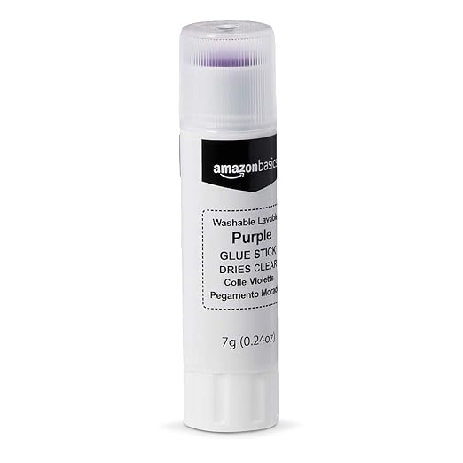 Amazon Basics Disappearing Purple Washable School Glue Sticks, Dries Clear, 0.24-oz, 16 Pack of 30, 480 Count Total
