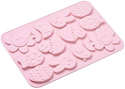 Craftdady Silicone Soap Mold 12 Cavities Flower Egg Rabbit Hen Baby Chick Moulds, 2 Pack for Handmade Craft Biscuit Candy Chocolate