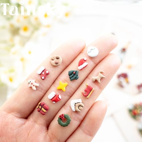 Tainsky 9 Shapes Mirco Christmas Polymer Clay Cutters, Winter Clay Cutters for Earrings Making Clay Jewelry