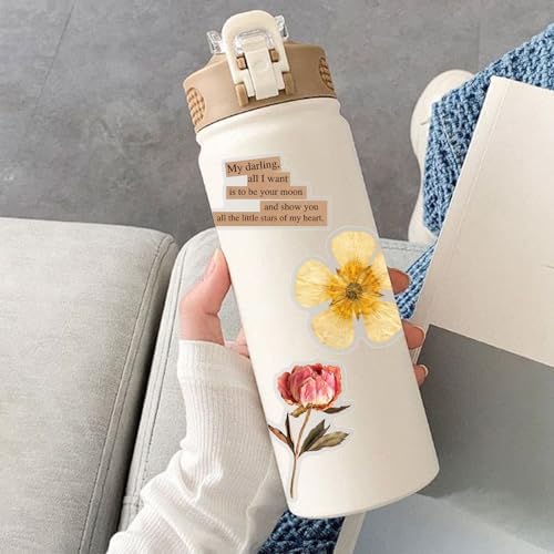 50PCS Transparent Flora Scrapbook Stickers, Flower-G | Vintage Aesthetic Flowers, Vinyl Waterproof, For Scrapbooks Travel Journal, For Water Bottles Laptop Phone