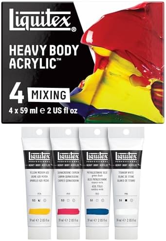 Liquitex Heavy Body Acrylic Paint Set, 4 x 59ml, Mixing Primary Color Set