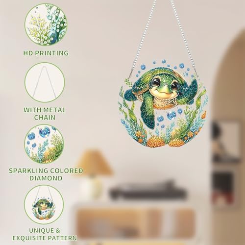 AIBOERL Sea Turtle Diamond Art Kits for Adults, Acrylic Hanging Suncatcher