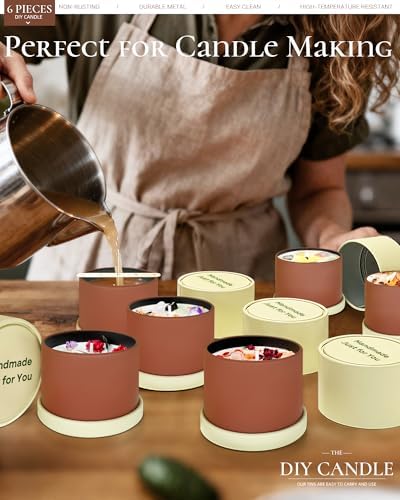 Quikobo 6 Pack 4oz Yellow Candle Tins with Lids - Durable Matte Tinplate Containers for DIY Candle Making and Multi-Purpose Storage