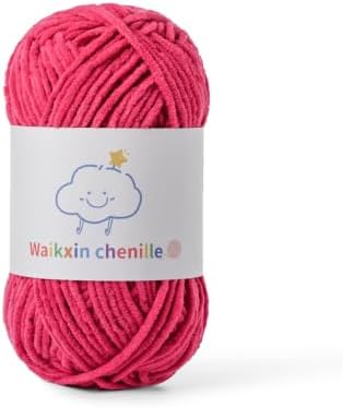 Skinny Chenille Yarn for Crocheting, 1.75 oz/ 109 yds Amigurumi Yarn&Baby Yarn for Crocheting Soft, Fluffy Fingering Weight Velvet Yarn for DIY Crafts&Baby Blankets.(Rose)