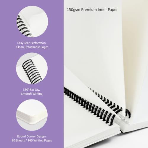 Hardcover Sketchbook,7.2" x 8.3" Spiral Bound Drawing Pad,Lavender Daisy