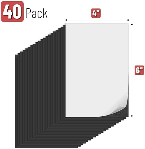 Mr. Pen- Adhesive Magnetic Sheets, 4" x 6", 40 Pack, Cuttable Magnets Flexible Magnet Sheets with Adhesive for Crafts Photos, Classroom Decorations, Easy Peel and Stickers for Planning
