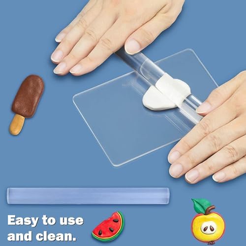Yayatty Polymer Clay Tools, Acrylic Clay Roller, Acrylic Sheet, Rotary Cutting Mat, Round Polymer Clay Cutters with Clay Slicer Blade for Pottery and Sculpture, 22 PCS