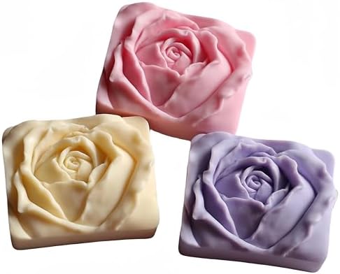 Rose Bud Soap Mold Beautiful Rose Flower Blossom Silicone Mold for Rectangle 100grams Soap Bar Lotion Bar Making DIY Handmade Soap Making Molds Silicone Mould for Candle Resin Art Craft Making