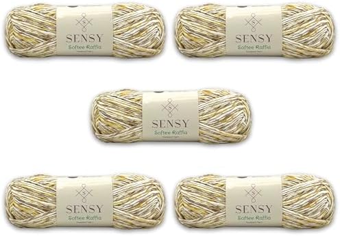 S Sensy Softee Raffia - Polyester Raffia Yarn 5 Skeins Sunset 109 Yards 4oz