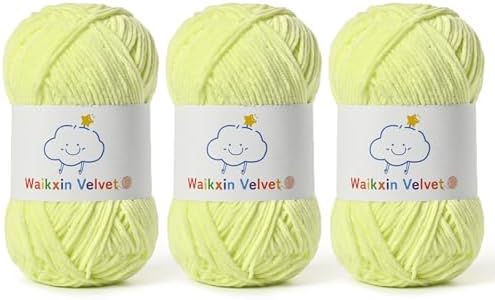 3 Pack Fluffy Chenille Yarn for Crocheting，Baby Yarn for Crocheting Soft，150g/5.28oz Velvet Amigurumi Yarn ，Fingering Weight Yarns for Crocheting Baby Blankets、DIY Craft.(3 Lemon Yellow)