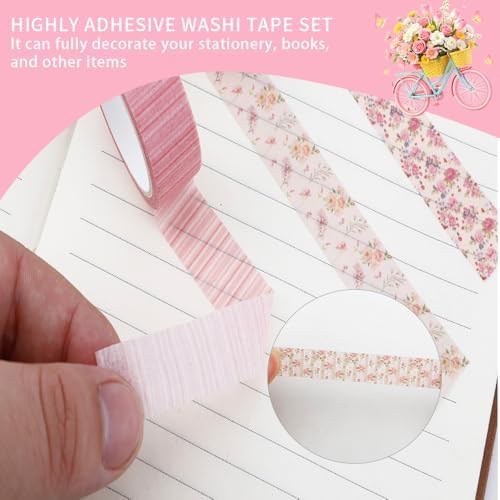 12 Rolls Floral Washi Tape,Cute Washi Tape,Flower Tapes for Journaling Supplies,Stickers for Journaling,Colorful Stickers for Scrapbooking,Motehr Gifts for Mothers Day,Teacher Gifts