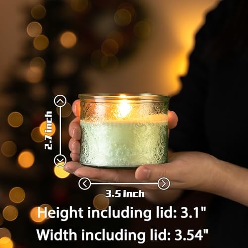 10 oz Green Mandala Glass Candle Jars with Bamboo Lids, 9 Pack