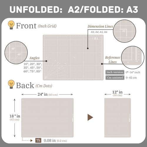 iMAT Flip Cutting Mat Note A2, Foldable, Double-Sided, Origami White
