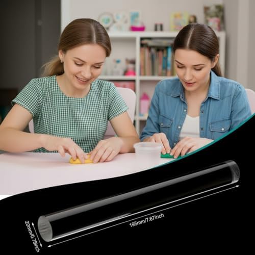 Clabby 4 Pieces Acrylic Clay Roller Plastic Polymer Pin, 7.68 x 0.79 Inch | Clear Plastic Tube Roller, Small Rolling Pins for Crafts, Bulk Pack Handmade Art Supplies, Smooth Surface DIY Projects